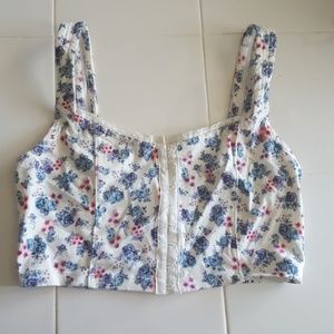 White floral cropped bralette
