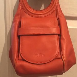 Authentic Hogan Round Handle Leather Bag - Orange