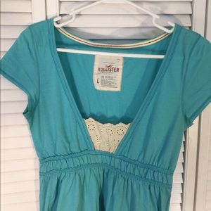 Cyan Hollister Lace Trim Top