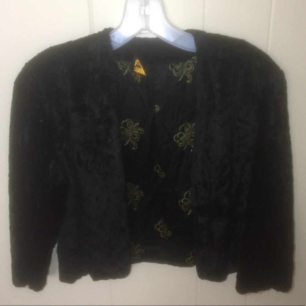 Vintage 50s Glentex Black Velvet Bolero Sz Med