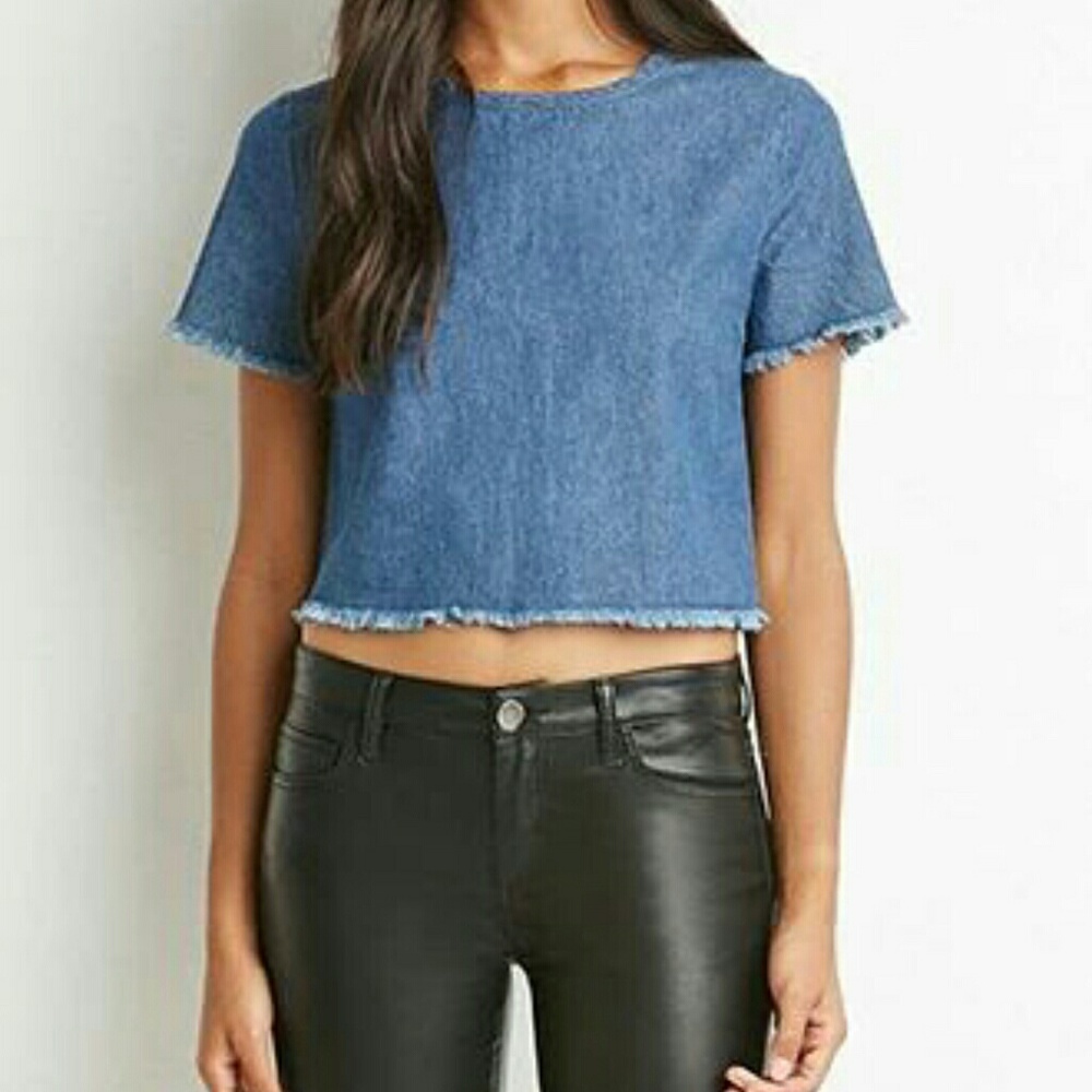Brand new with tags denim crop top. Size m