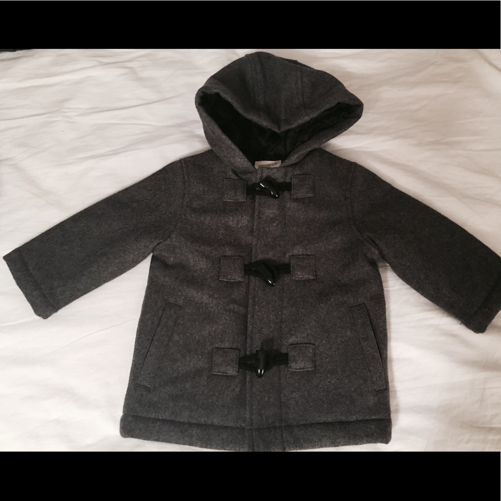 WINTER WOOL COAT Fully lined w/hood. Button/zip