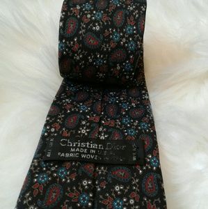 Christian Dior Silk Paisley Black Tie
