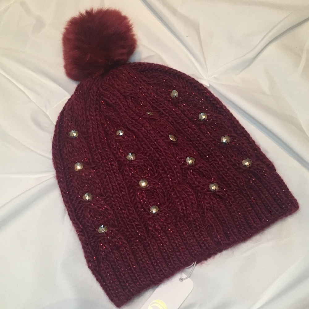 Burgundy Sparkly Beanie