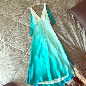 BCBG silk turquoise halter dress