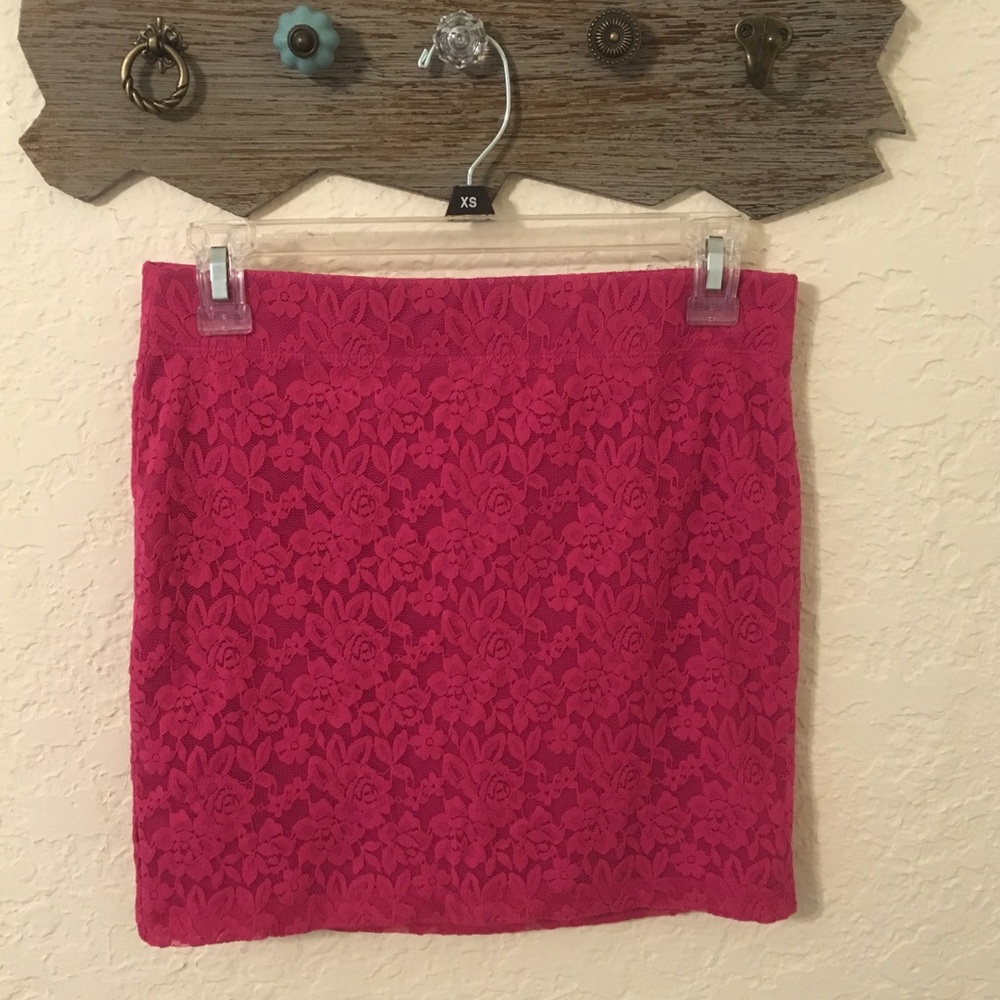 Hot Pink Lace Miniskirt