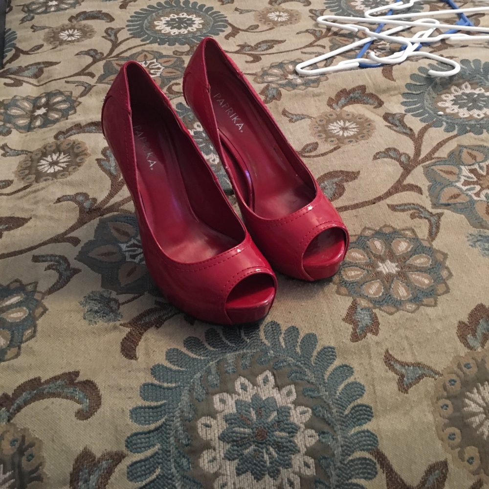 Red peek toe 4" heel Paprika brand