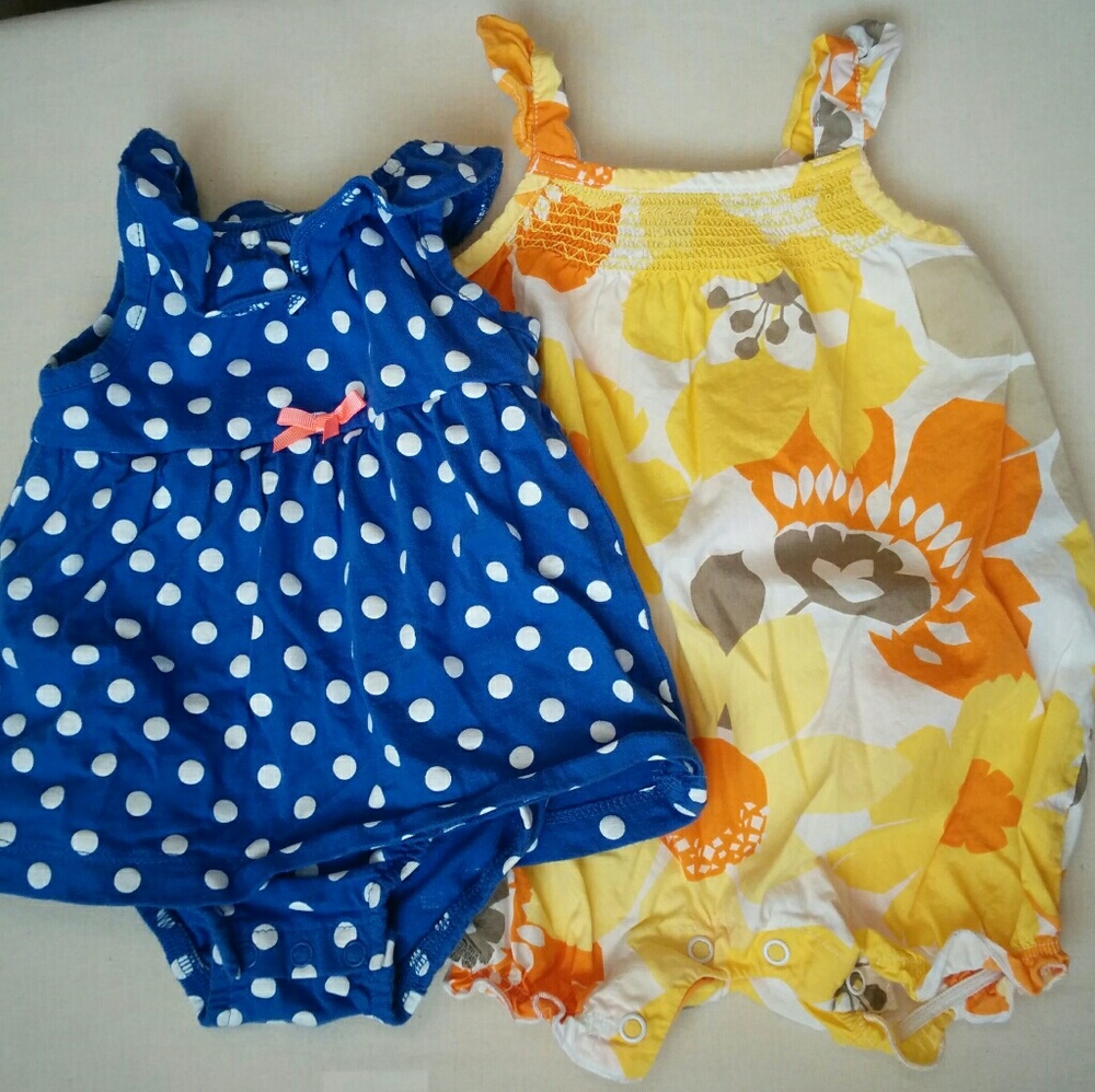 🎉 Blue polka dot dress & romper