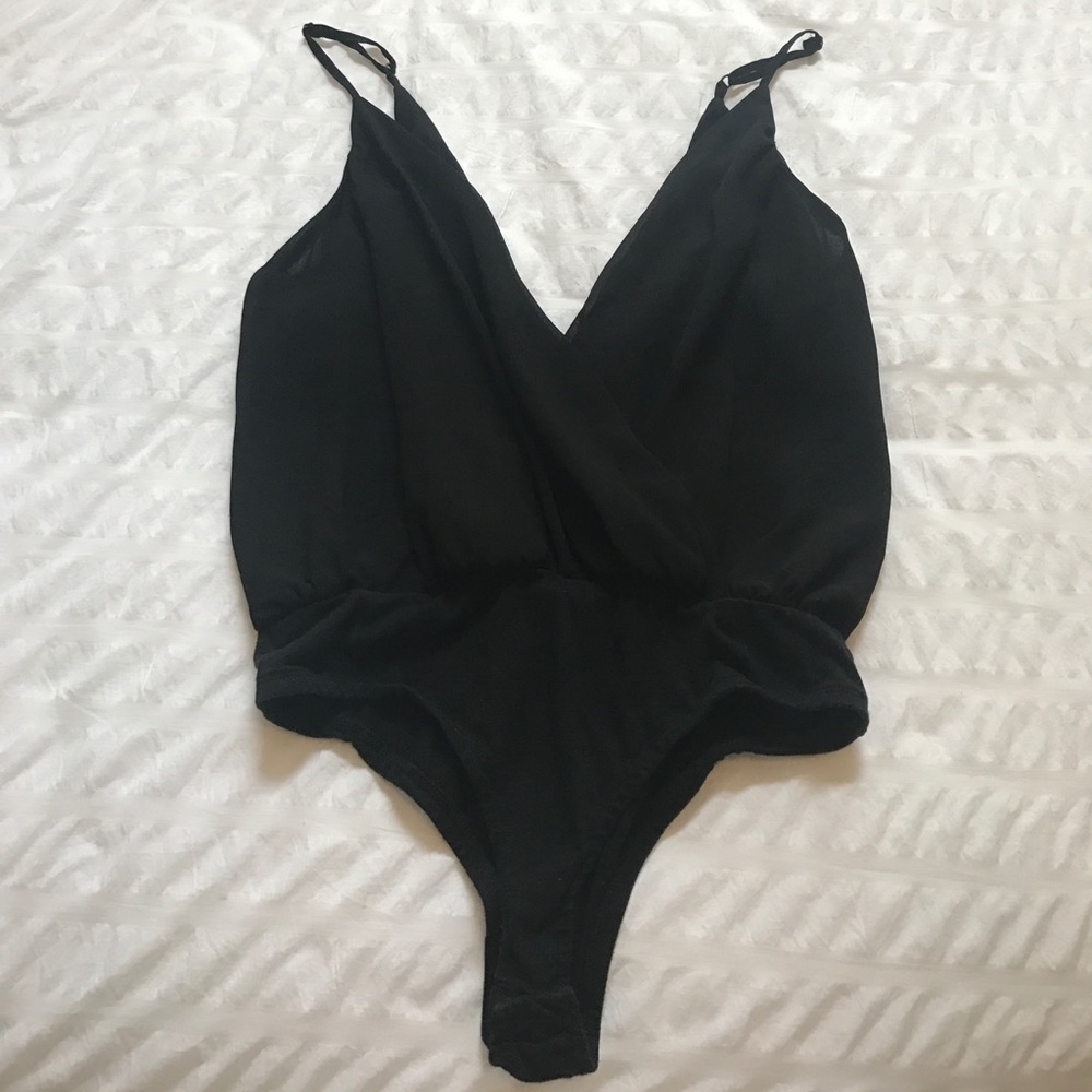 LIGHTLY WORN - Tobi buena wrap black body suit