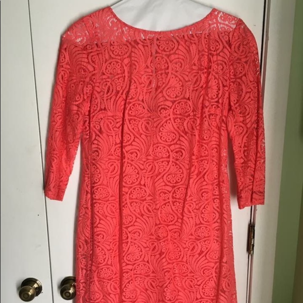 Trina Turk Pink Lace 3/4 Sleeve Dress Size 10