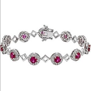 Lab Created Ruby & White Sapphire Bracelet