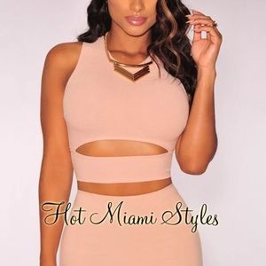 Nude Cutout Crop Top