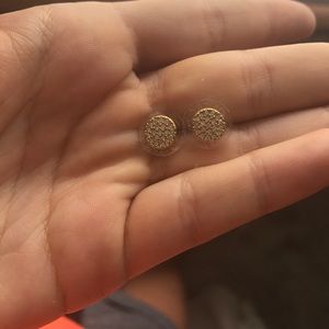 Stella and Dot pave gold earrings