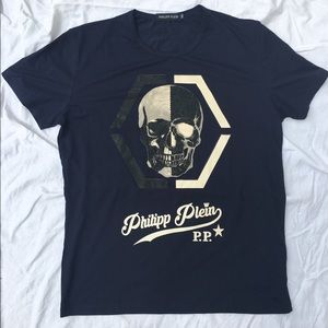 Philipp Plein PP Navy Blue Skull T-shirt