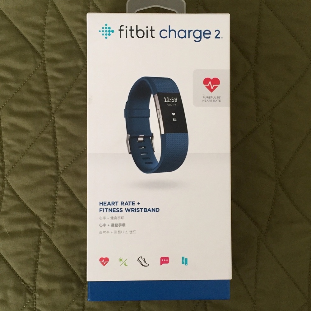 Fitbit Charge 2, Size Small, Stainless Steel Blue