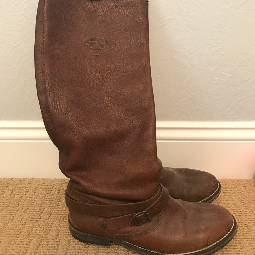 Brown Leather Tommy Hilfiger Riding Boots