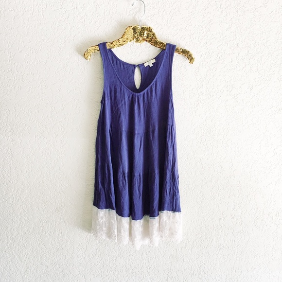 Kori Dresses & Skirts - Blue Lace Trim Dress