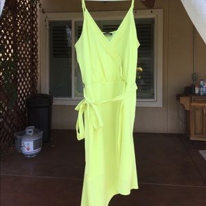 Bebe neon yellow dress, belted