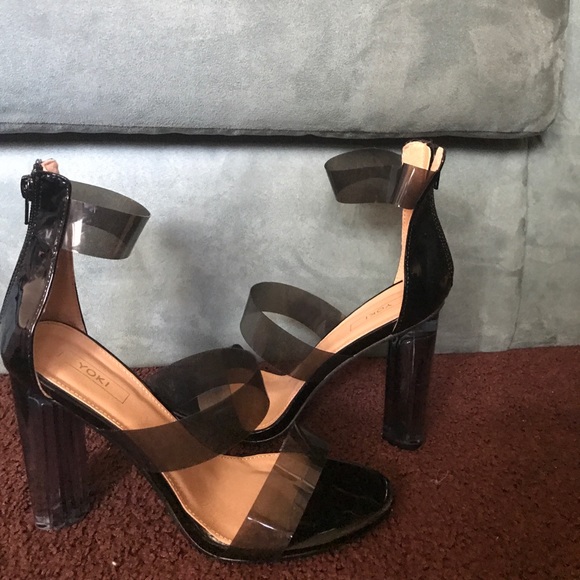 Black- 3 strap tranparent heels - Picture 2 of 4