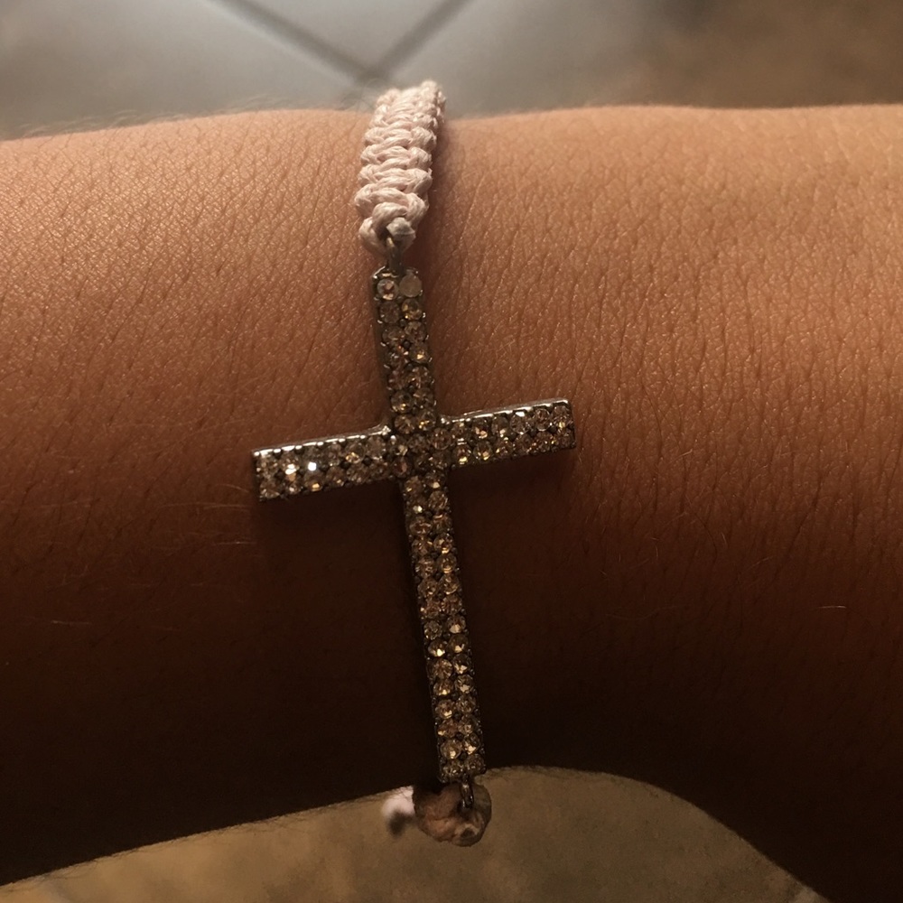 Pink Cross Rope Bracelet - Picture 2 of 2