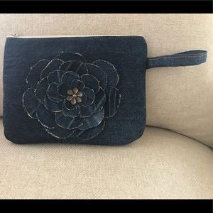 Handmade Denim Clutch with flowers