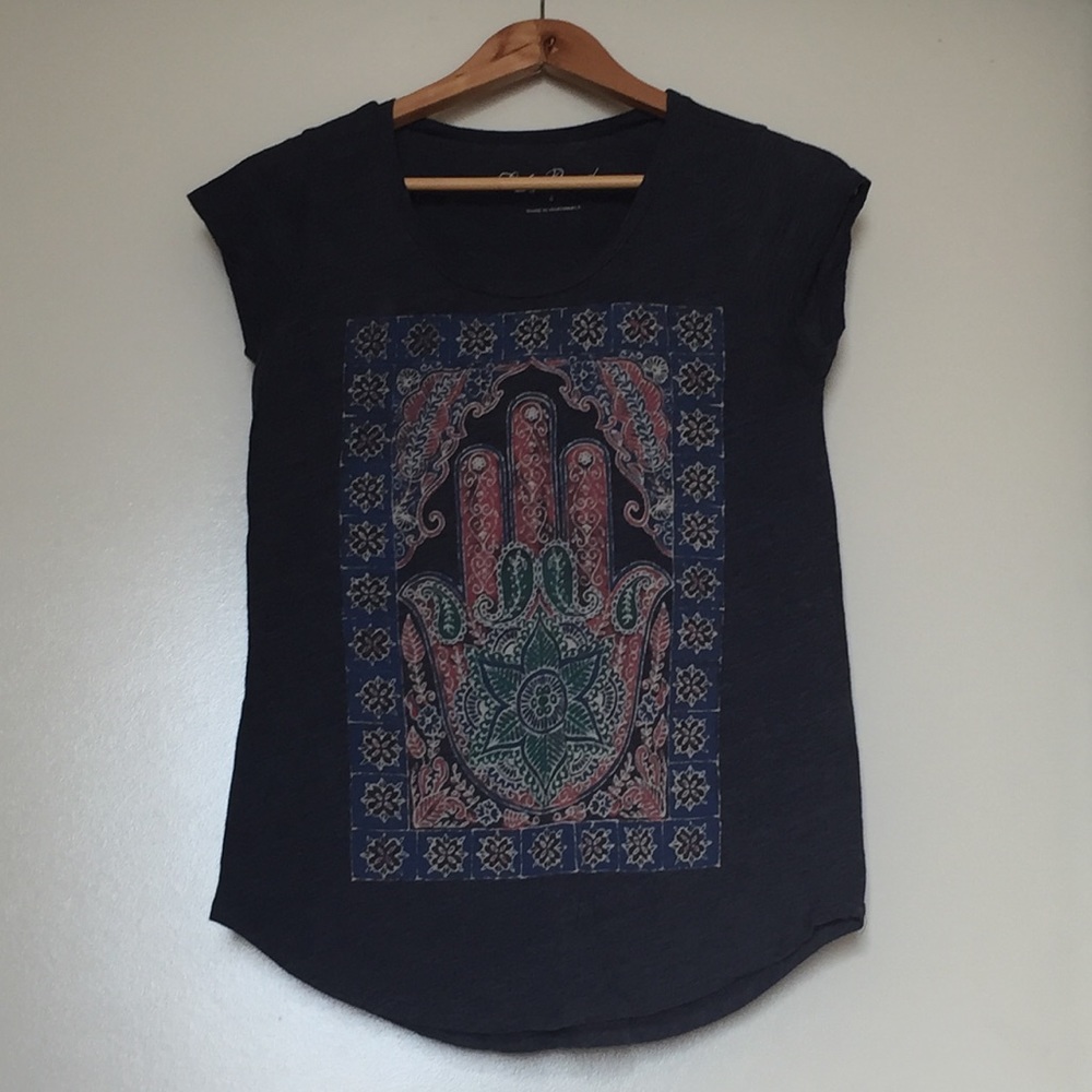 Lucky Brand navy hamsa tee