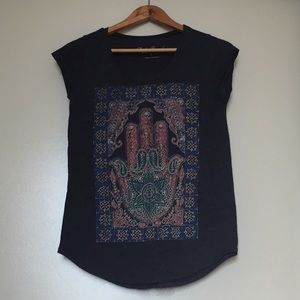 Lucky Brand navy hamsa tee