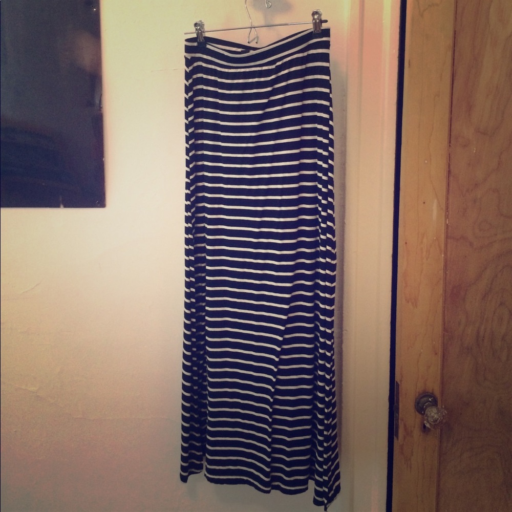 Black and white striped maxi skirt