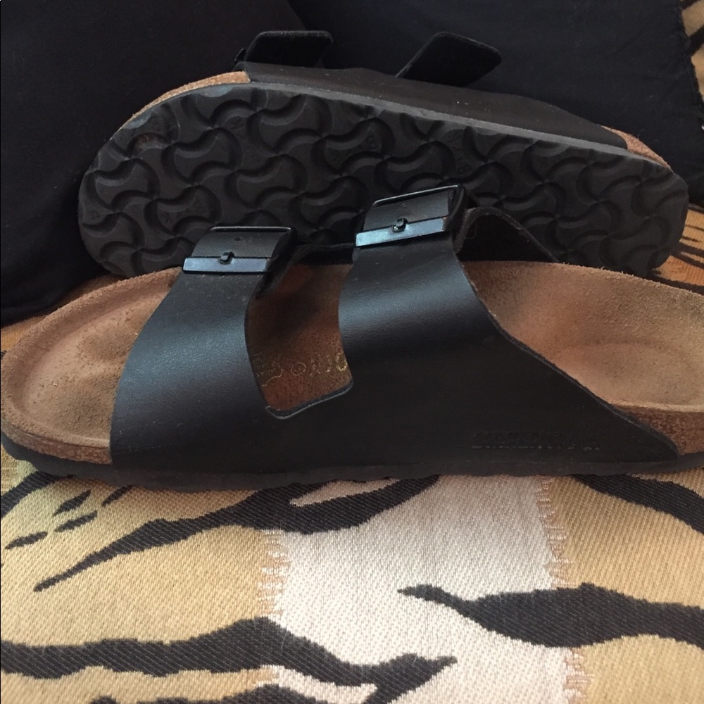 Black leather Birkenstocks