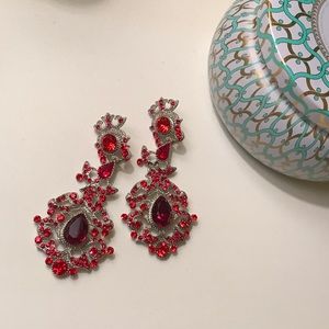 Gorgeous Ruby and Silver Formal Earrings