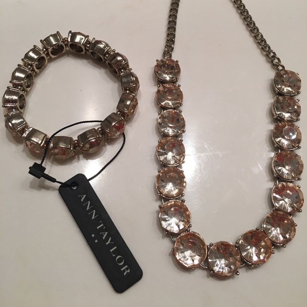 Ann Taylor Rose colored Necklace + Bracelet Set