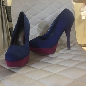 Funky multi colored platform heels