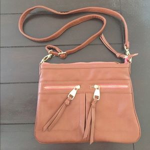 Steve Madden Chestnut and Gold Crossbody Bag
