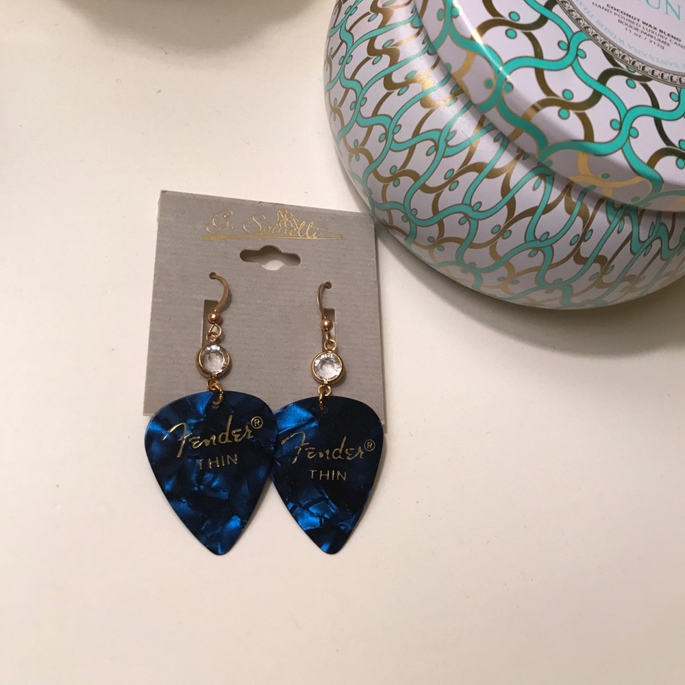 Edgy fender guitar pick earrings