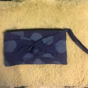 Hand-Made Blue Polka Dot Wristlet