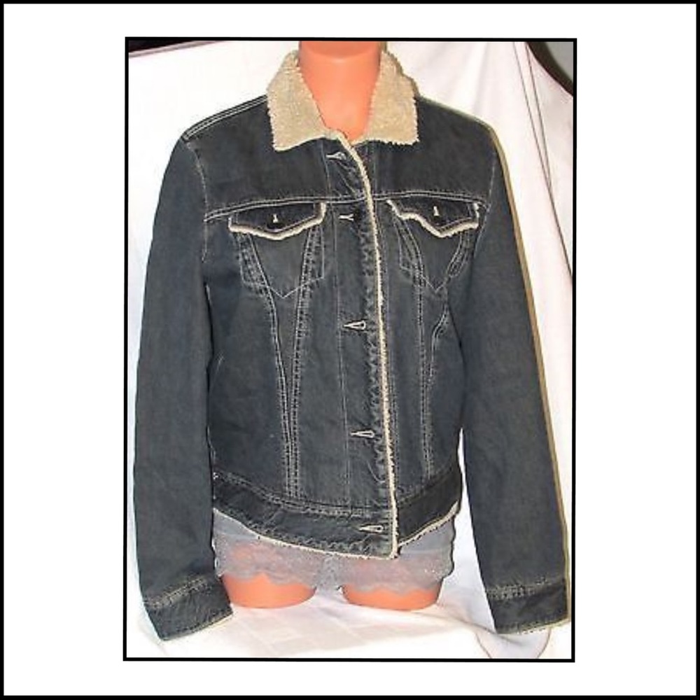 Gap Denim & Faux Fur Lined Jacket Size: M