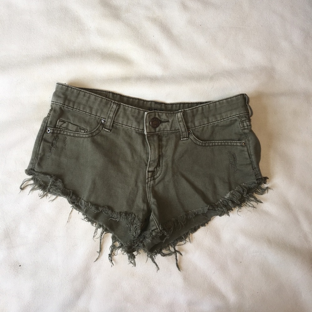 BDG army green shorts