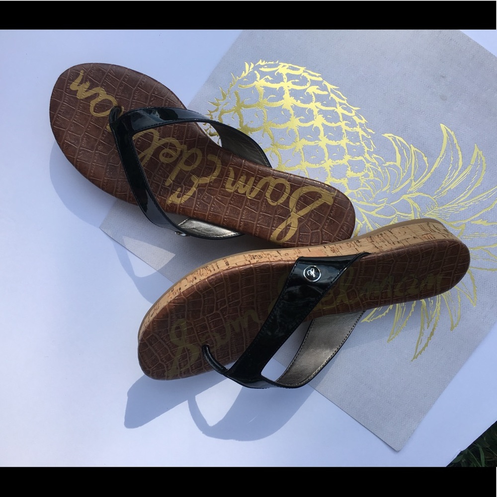 Sam Edelman wedge sandal•sz 8•black and cork•nwot