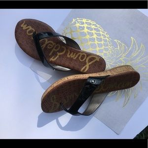 Sam Edelman wedge sandal•sz 8•black and cork•nwot