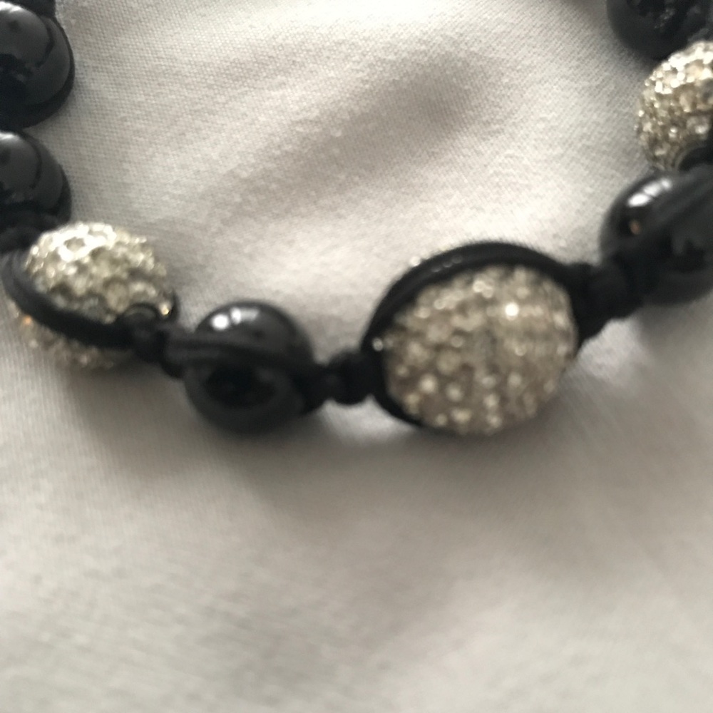 Black and Swarovski Crystal Shamballa Bracelet