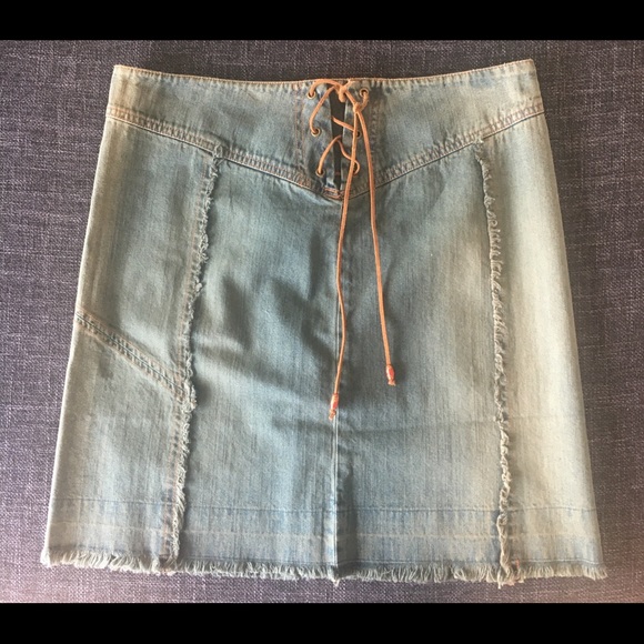 Denim short lace up skirt - Picture 1 of 4