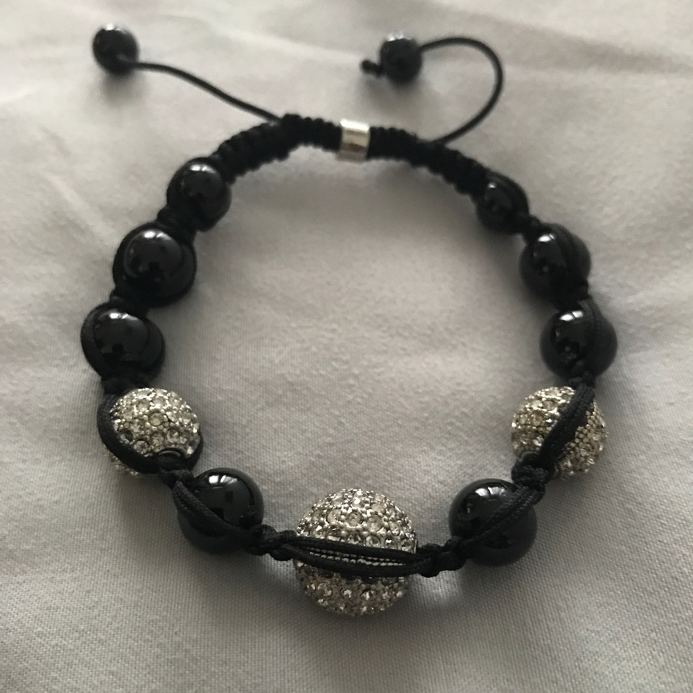 Black and Swarovski Crystal Shamballa Bracelet