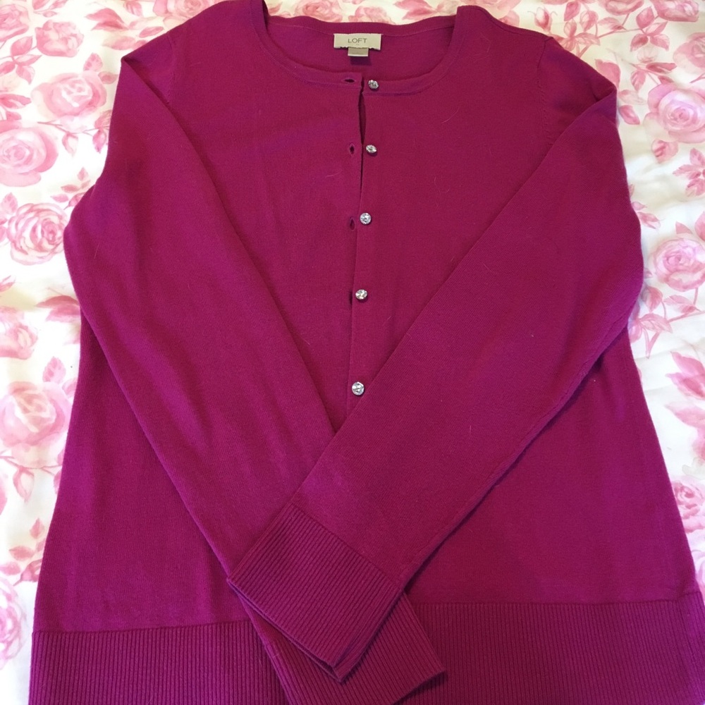 Loft raspberry cotton cardigan