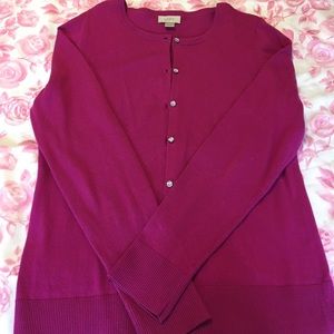Loft raspberry cotton cardigan