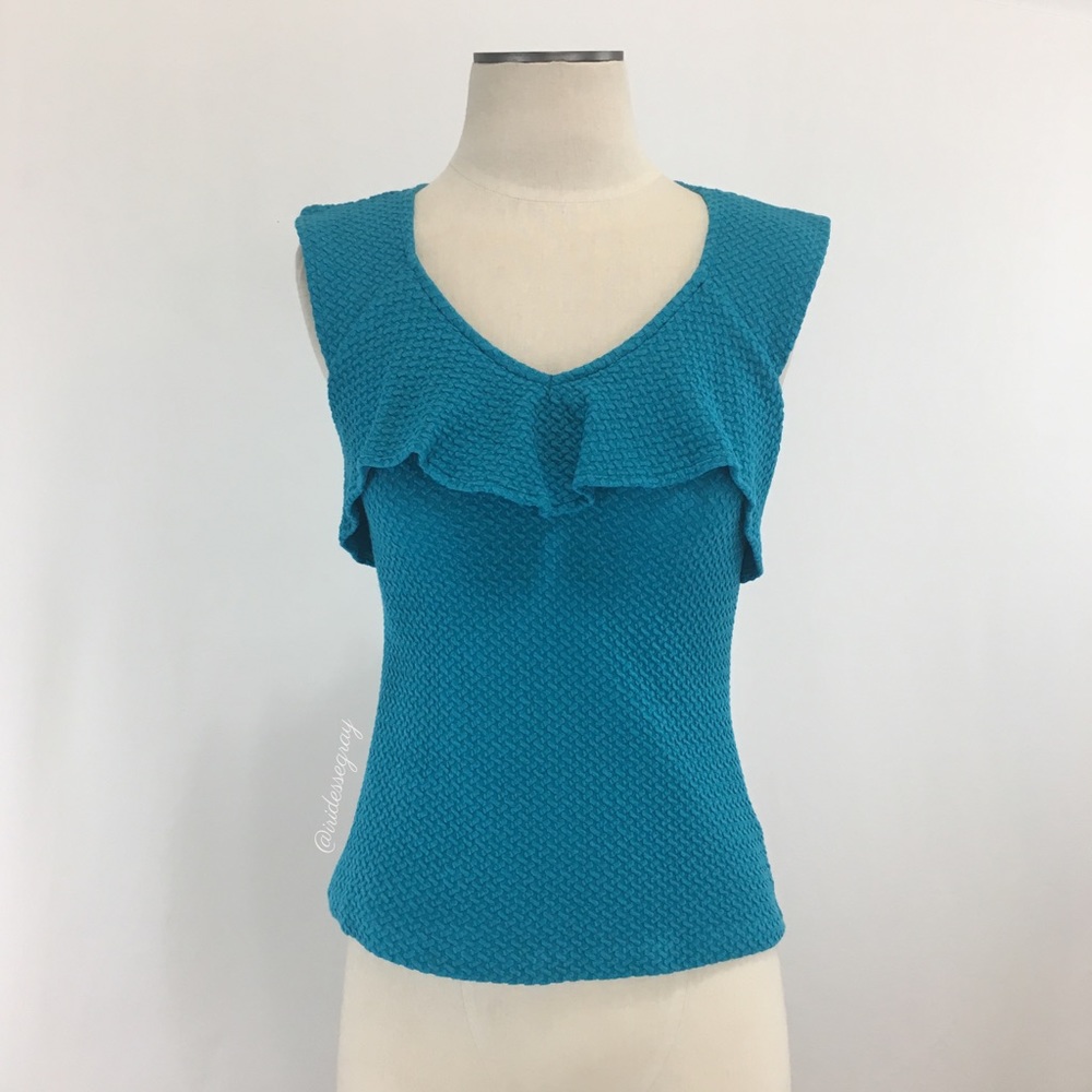 Anthropologie- Deletta Cerulean Textured Top XS