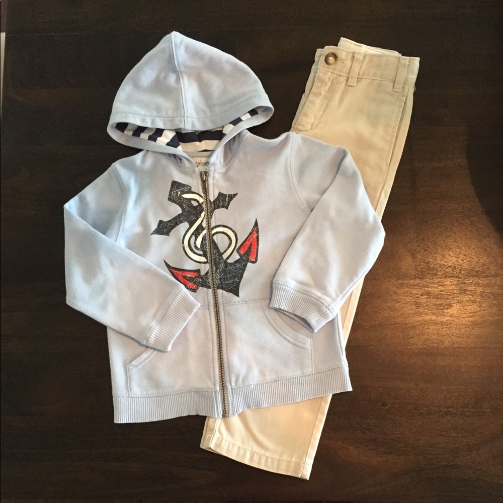 Boys Hooded Sweatshirt and Khaki Pants