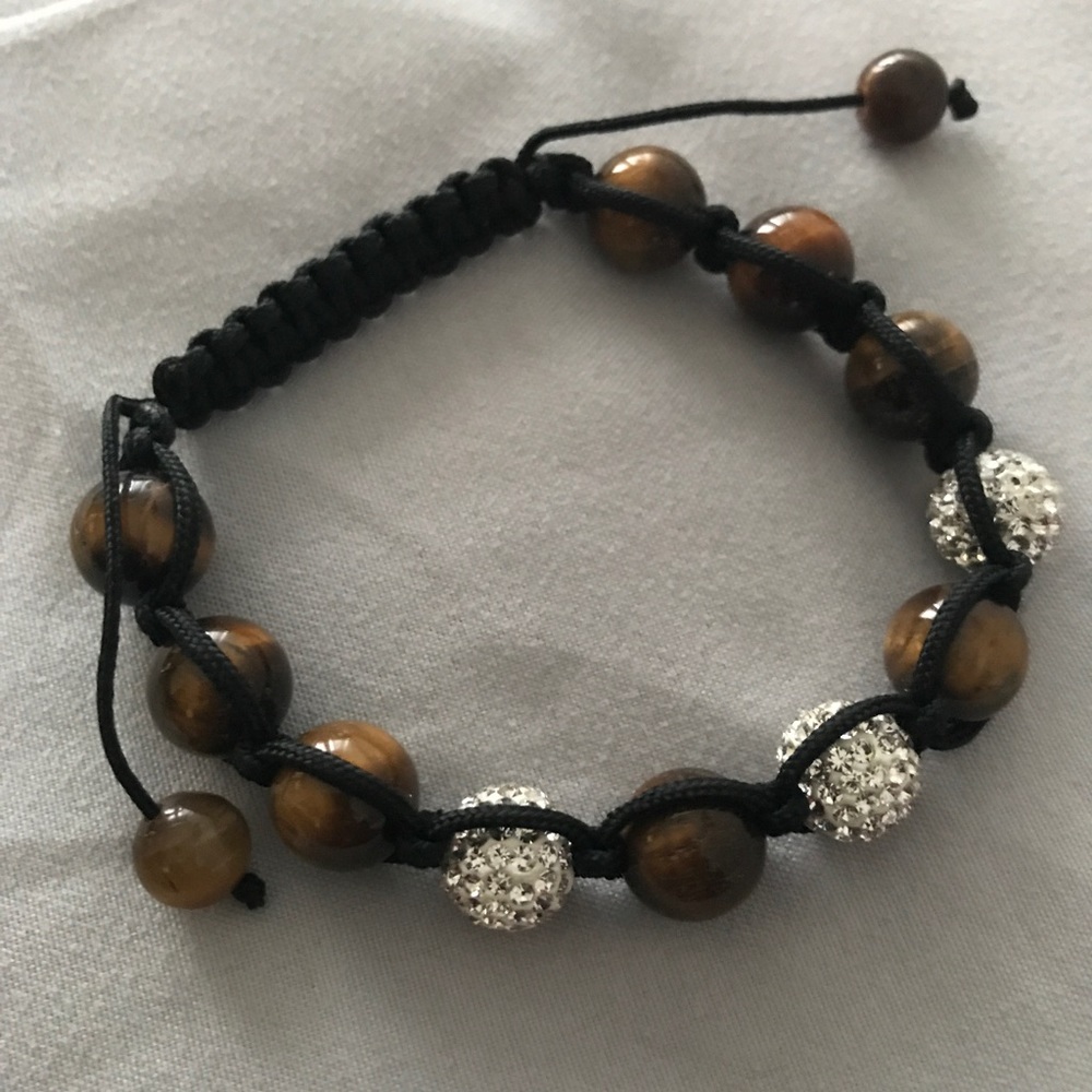 Tiger's Eye Swarovski Crystal Shamballa Bracelet