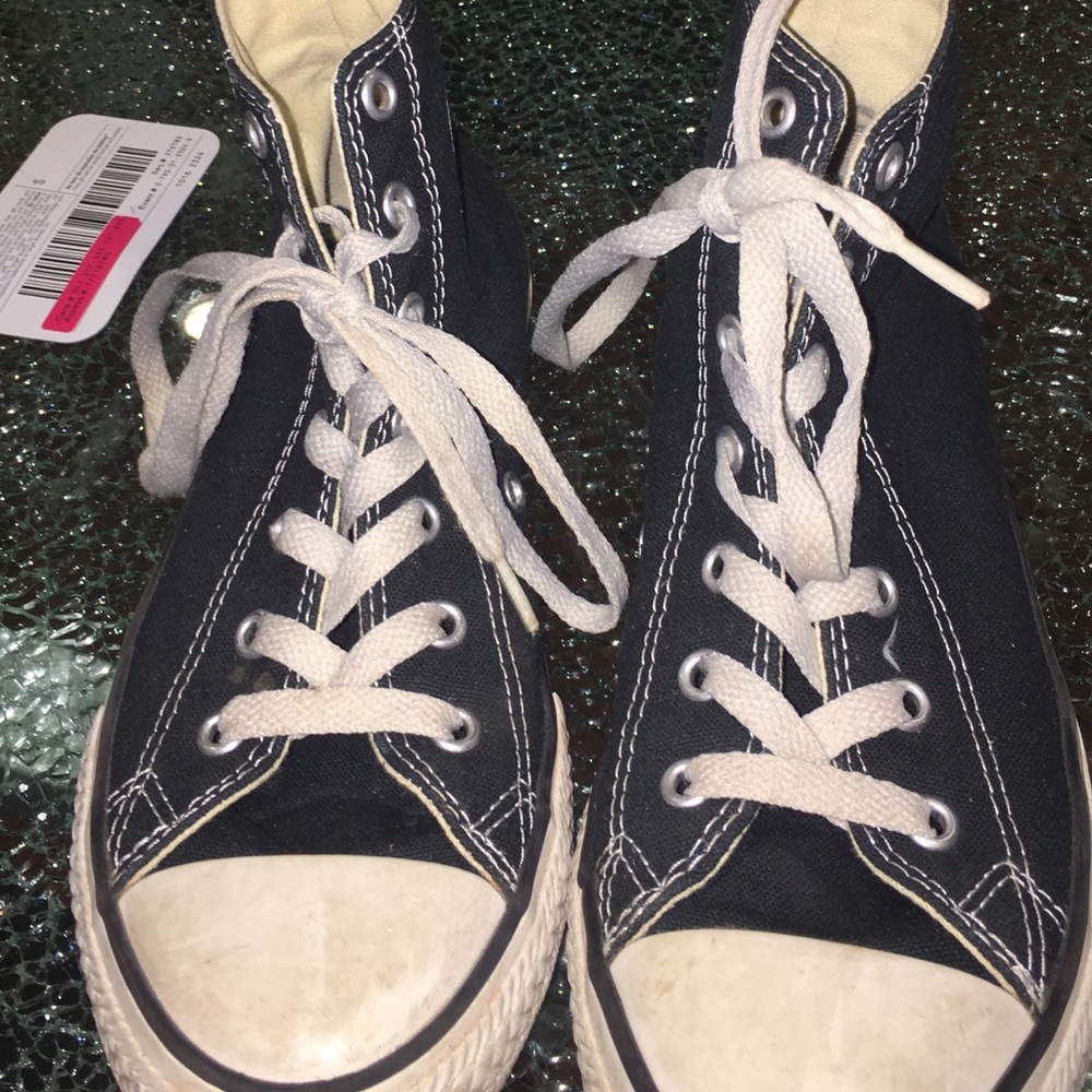 high top black &white converse