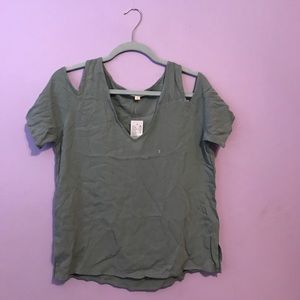 Off the shoulder olive green top