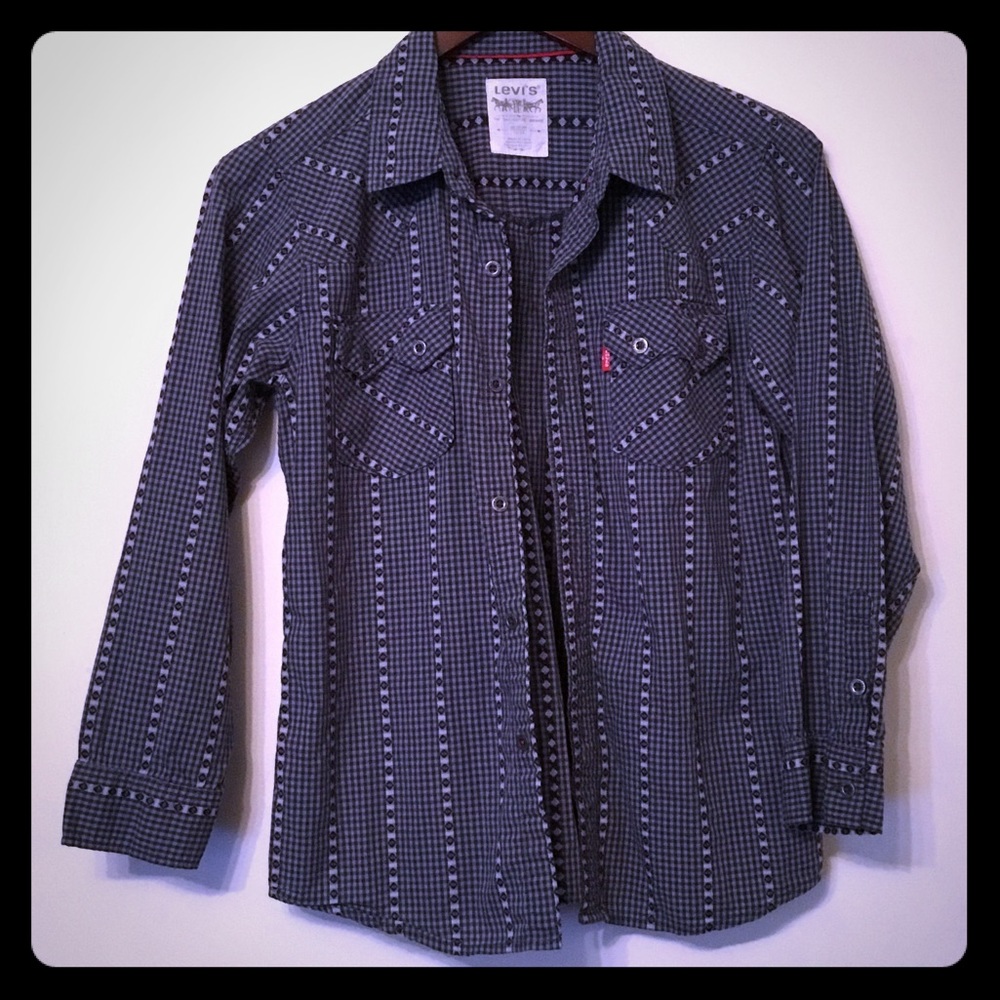 Official Levi's Blue Western Button Down Shirt